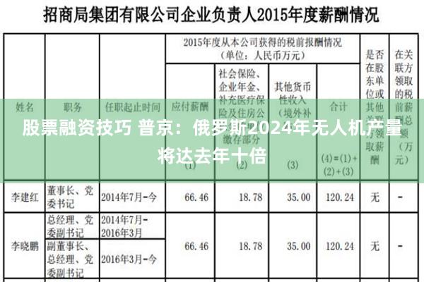 股票融资技巧 普京：俄罗斯2024年无人机产量将达去年十倍